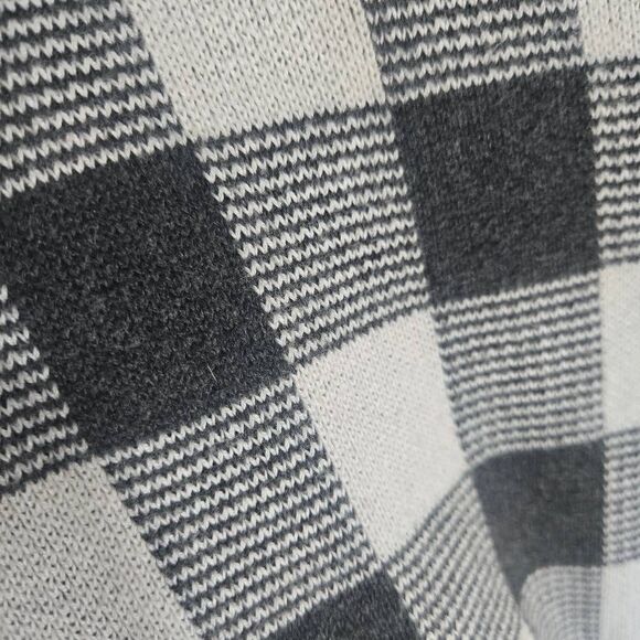 Chaps Zip Up sweater black and white checked flannel pattern women's large - Picture 6 of 9